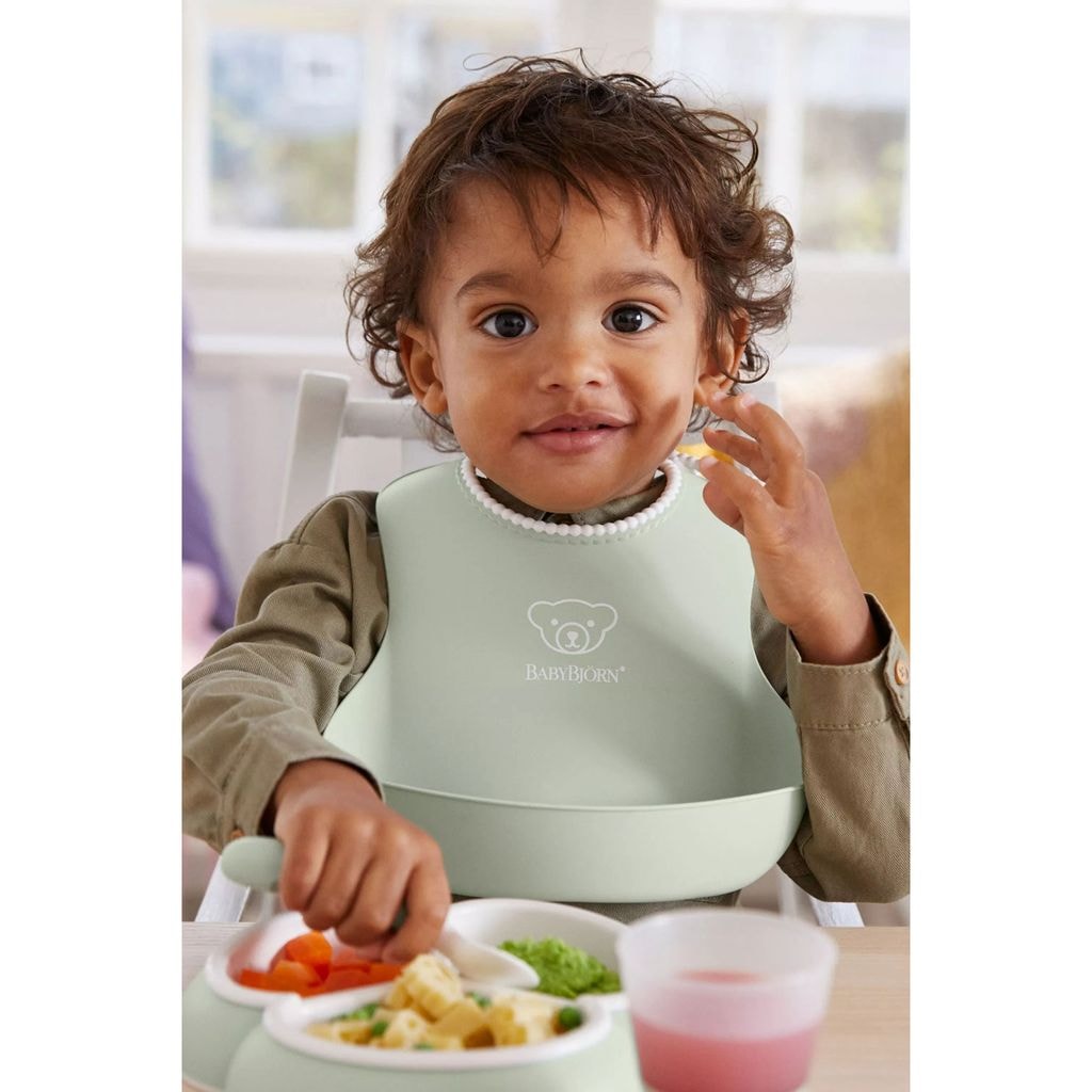 Set of 2 Light Green/Gray Bibs